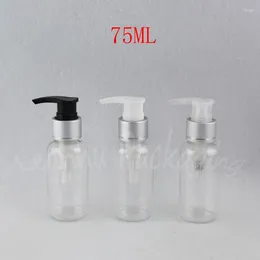 Storage Bottles 75ML Transparent Plastic Bottle With Silver Lotion Pump 75CC / Shampoo Sub-bottling Empty Cosmetic Container