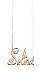 Selina Name Necklace Custom Nameplate Pendant for Women Girls Birthday Gift Kids Friends Jewelry 18k Gold Plated Stainless St4310023