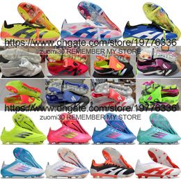 Send With Bag Quality Football Boots For Womens Kids Mens 30th Anniversary 24 Elite Tongue Laceless FG Soccer Cleats F+50 X Crazyfast Messis Training Knit Shoes US 4-11.5