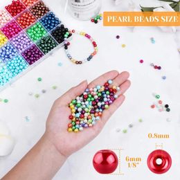 Storage Bags 1680Pcs 6mm 24 Colours Round Pearls Beads With Holes For Jewellery Making Loose Spacer DIY Crafts