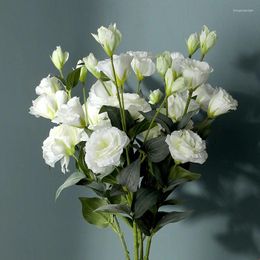 Decorative Flowers 1 Bouquet 4 Heads Artificial Eustoma Silk Fake Flower For DIY Home Garden Wedding Decoration Simulation