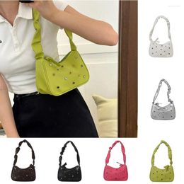 Shoulder Bags Large Capacity Colour Rhinestone Underarm Bag Korean Style Solid Summer PU Leather Girls Handbag Women