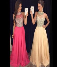 Dew Luxury Slim Set To Drill Prom Dresses Chiffon Round Neck Back Long Hollow Party Long Evening Dresses HY15421966372