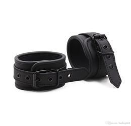 2020 Black Faux Leather Slave Hand Ring Handcuffs Anklecuffs Restraint BDSM Sex Toy Z7786436374