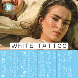 Sexy Henna Tattoo Mandala White Lace Necklace Flower Temporary Tattoo Stickers Body Art Waterproof Wedding Freckles Face Tattoos