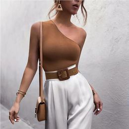 Women Sports Tank Tops Sexy Crop Vest Casual Female One Shoulder Summer Outfits Fitness Elastic 240412