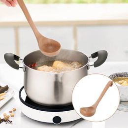 Spoons Long Handle Spoon Hook Wooden Ladle Serving Cooking Kitchen Cookware Soup Porridge Pot Large Accessory Ramen Silicone For
