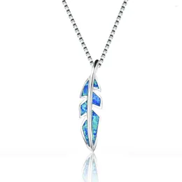 Pendant Necklaces Fashion Boho Blue Leaf Necklace For Women Girl Children Charm Imitation Opal Trendy Wedding Party Jewelry