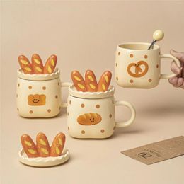 Mugs Manufacturers Straight Cute Bread Mug With Spoon Milk Fufu Ceramic Cup Birthday Gift Activities Cups.