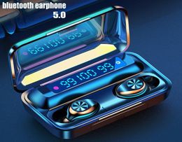 F910 TWS Wireless Bluetooth 50 Earphones Invisible Earbuds Stereo watch LED Noise Cancelling gaming Headset with 3 led power dis6505316