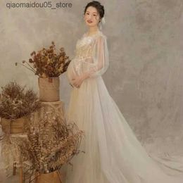 Maternity Dresses Photography Props Pregnant Womens Dress Used for Photo Shooting Pregnancy Net Perspective Korean Dress Studio Photo Props Q240413