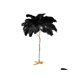 Floor Lamps Nordic Ostrich Feather Led Lamp Resin Copper Living Room Home Decor Standing Light Indoor Lighting Bedroom Bedside Drop De Dheoa