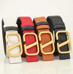 Mens Womens Leather Belt 38CM Letter V Smooth Buckle Dress Windbreaker Decorative Simple Belt Classic Versatile8868934