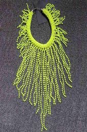 Handmade In Stock European Fashion Neon Yellow Statement Women Long Chokers Star Punk Chunky Tassels Chains Beading Necklace 210334078632