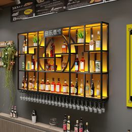 Metal Display Bar Cabinet Shelf Hanging Restaurant Commercial Wine Cabinets Unique Modern Mueble Para Vino Kitchen Furniture