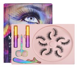 8D Magnetic Mink eyelashes with Liquid Eyeliner Natural Look Eyeliners Kit 2 Tubes 5 Pairs kitten lotus tray waterproof and swe8630098