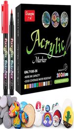 36 Colour Sketching Markers Acrylic Marker for Painting Acrylic Paint Pen Brush Art Marker for Fabric Canvas Rock Painting 2208096003396