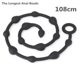 New Longest Anal Beads 108cm Anal Plug Sex toys for Woment and Men Silicone Prostate Massager Erotic Flirt Toy Drop Y19104818152