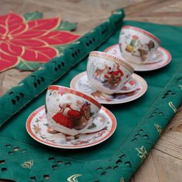 Mugs European Single Red Fire Christmas Holiday Coffee Cup Plate Cocoa Tea