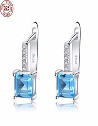 Sky Blue Topaz Gemstone Stud Earrings for Women Solid 925 Sterling Silver Fashion Whole Jewellery Wedding Gift Se9108 For Wome1795844