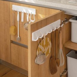 Kitchen Storage Wall-Mounted Hook Perforation-Free Strong Adhesive Row Kitchenware Hanger Bathroom Towel Organizer Shovel