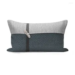 Pillow Home Decorative Cover For Living Room Sliver Head Metal Sofa Pillowcase Solid Blue Grey Patchwork Waist