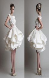 krikor jabotian short lace wedding dresses 2019 bateau cap sleeves backless knee length A line chiffon beach bridal gowns8991927