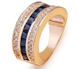 Luxury Female Blue Crystal Jewelry Vintage Yellow Gold Color Wedding Ring Bride Geometry Engagement Rings For Women7840187