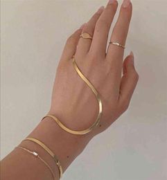 2021stainless Steel 4mm Herringbone Chain Gold Bracelets Bangles for Women 18k Plated Wristbands269J5612382