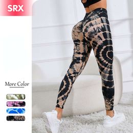 Lu Set Jumpsuit Align Lemon Tie-dye Seamless Yoga Pants Sports Fiess High Waist Hip-lifting Running Training Trousers Workout Gym Leggings