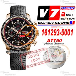 161293-5001 Miglia A7750 Automatic Chronograph Mens Watch V7F Rose Gold Black Texture Stick Dial Rubber Gummy Strap Super Edition Reloj Hombre Montre Puretime