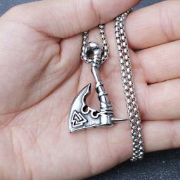 Chains Viking Rune Axe Head Titanium Steel Pendant European And N Men Creative Fashion Stainless Necklace Accessories