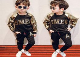 Boys suits casual kids tracksuit gold kids designer clothes boys tracksuits long sleeve t shirt trousers 2pcs set boys clothes ret7388928