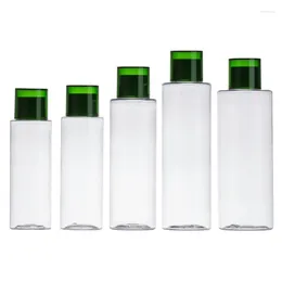 Storage Bottles 100ml 120ml 150ml 200ml Empty Plastic Transparent Refillable Bottle Green Rotary Cover Cosmetic Packaging Container