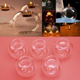 Candle Holders 5Pcs 8cm Clear Glass Tea Light Holder Ball Shape Candlestick Wedding Party KTV Bar Church Bauble Decoration