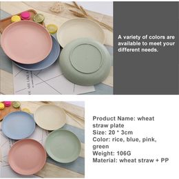 Japanese Beautiful Comfortable Home Dinner Plate Wheat Straw Simple Portable Kitchen Dish Round Security Durable Fashion