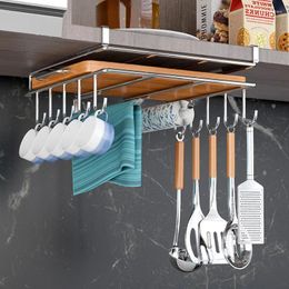 Kitchen Storage Cabinet Hanging Rack Multifunctional Pot Cover Cutting Board Paper Towel