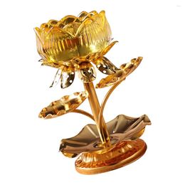 Candle Holders Lotus Butter Lamp Shape Stand Design Candlestick Holder Home Alloy Temple Candleholder Shaped