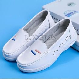 Casual Shoes Genuine Leather Women Air Cushion Soft Sole Comfortable Flat And Breathable Work