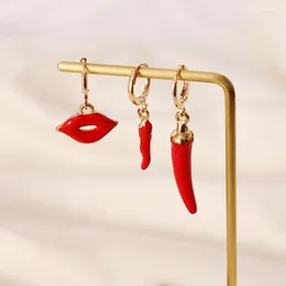 Dangle Earrings Red Chilli Pepper/Lip Drop Earring Delicate Trend Wedding Gift Women Girl Fashion Jewellery For Birthday Christmas EA