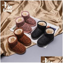 Boots 2024 Winter P Baby Girls Snow Warm Shoes Pu Leather Flat With Toddler Outdoor Kids Drop Delivery Maternity Otmik