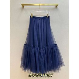 Two Piece Dress Autumn/winter High Waist Polka Dot Mesh Long Skirt Versatile Double Layer Fabric