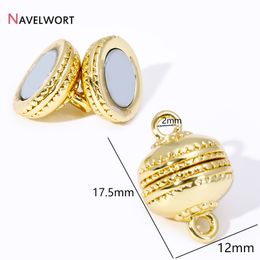 18K Gold Plated Brass Round Strong Magnetic Clasps For Bracelet Necklace Making Findings,End Clasps Connector For Jewellery Making