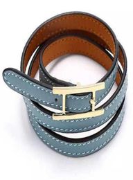 HLetter Leather Men And Women Bracelet Jewelry Whole HBelt Buckle Three Layer Leather Bracelet2017988