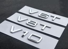 V6T V8T V10 W12 Letter Number Emblem Glossy Black Car Styling Fender Side Rear Trunk Badge Logo Sticker for TT RS7 SQ5 A8L9870388