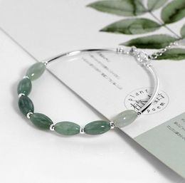 Ruifan 925 Sterling Silver Bracelets Ladies Natural Green Jade Oval Waterdrop Lucky Bead Charms Women039s Bracelet Jewellery YBR09478793