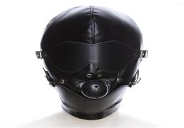Party Masks Erotic Mask Cosplay Fetish Bondage Headgear With Mouth Ball Gag BDSM Leather Hood For Men Adult Games Sex SM4576377