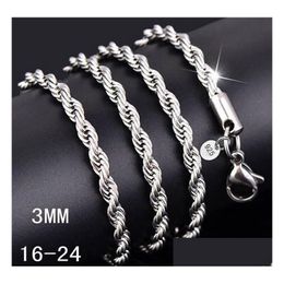 Chains 925 Sterling Sier Necklace M 16-30 Inch Pretty Cute Fashion Charm Rope Chain Necklaces Jewelry Diy Accessories Drop Delivery Pe Dhwgn