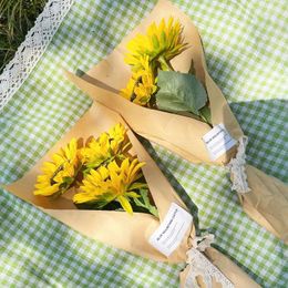 Decorative Flowers Nordic Sunflower Simulation Flower Hand-held Bouquet Of Home Decoration Vase Aesthetic Room Decor For Picnic