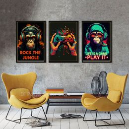 Colorful Game Controller Wall Art Poster Prints Funny Nordic Aesthetic Picture Vintage Painting Gaming Boy Room Home Decoration